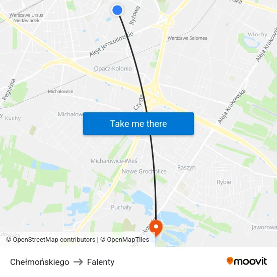 Chełmońskiego to Falenty map