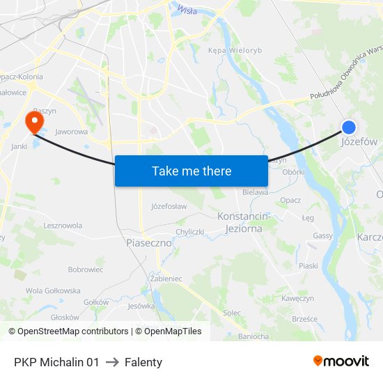 PKP Michalin 01 to Falenty map