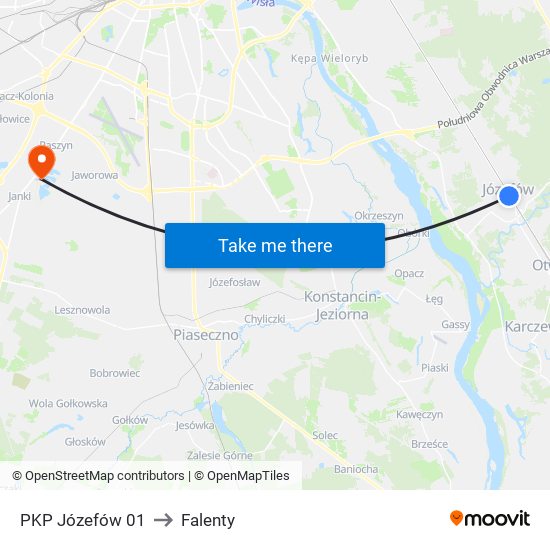 PKP Józefów 01 to Falenty map