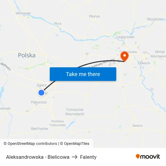 Aleksandrowska - Bielicowa to Falenty map