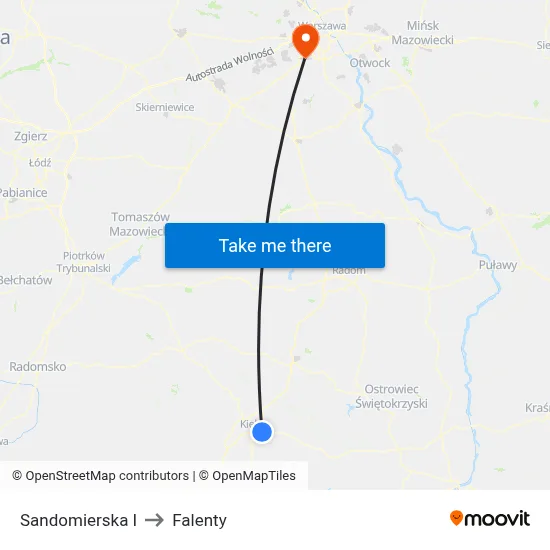 Sandomierska I to Falenty map