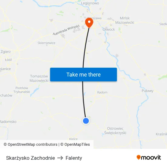 Skarżysko Zachodnie to Falenty map