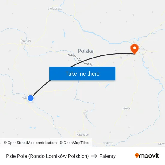 Psie Pole (Rondo Lotników Polskich) to Falenty map