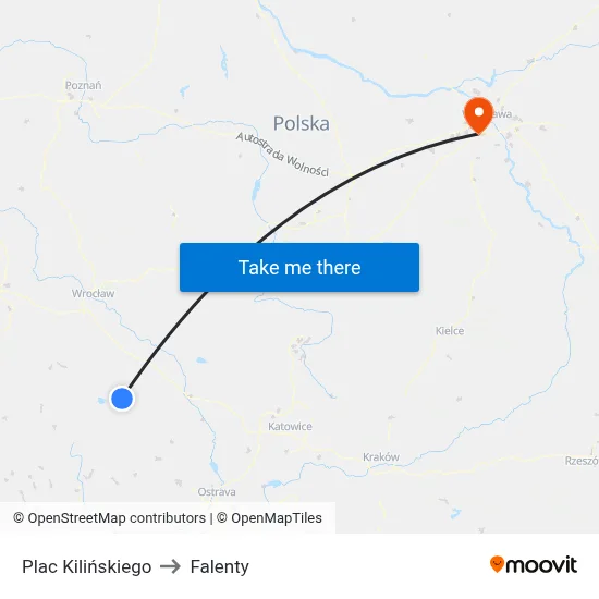 Plac Kilińskiego to Falenty map