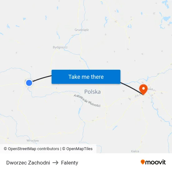Dworzec Zachodni to Falenty map