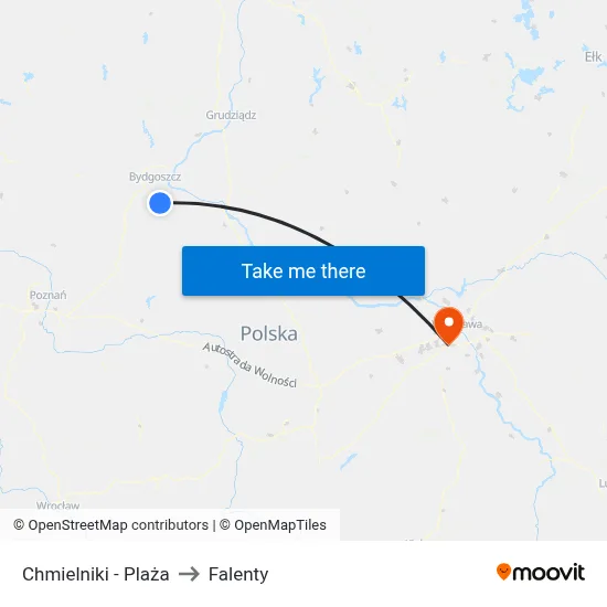 Chmielniki - Plaża to Falenty map