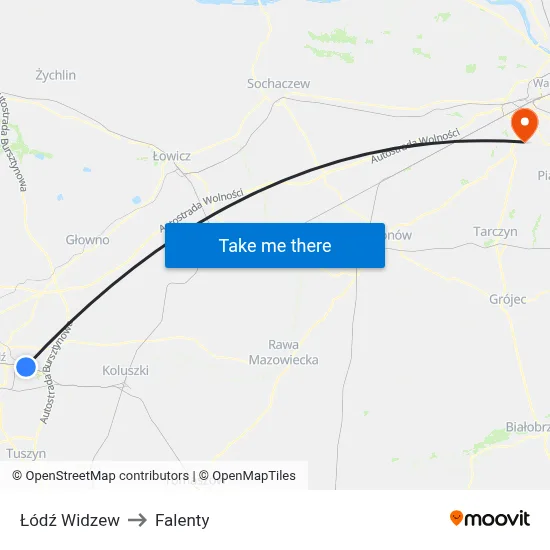 Łódź Widzew to Falenty map