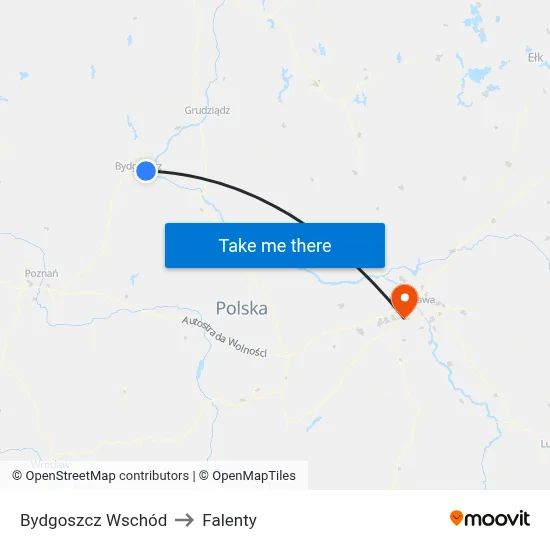 Bydgoszcz Wschód to Falenty map