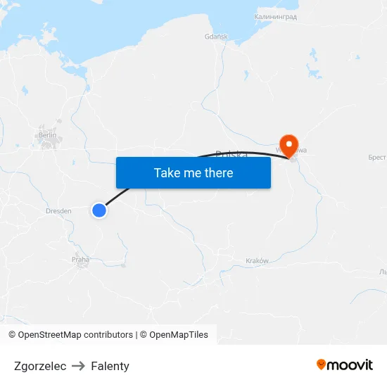 Zgorzelec to Falenty map
