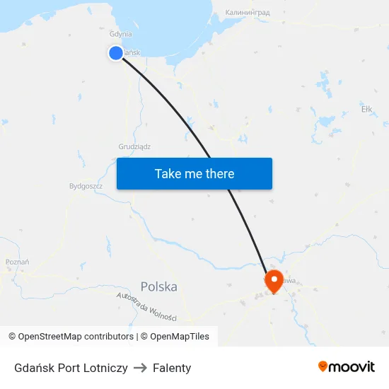 Gdańsk Port Lotniczy to Falenty map