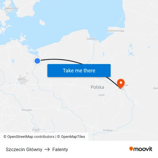 Szczecin Główny to Falenty map