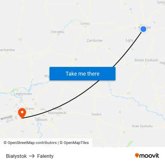Białystok to Falenty map