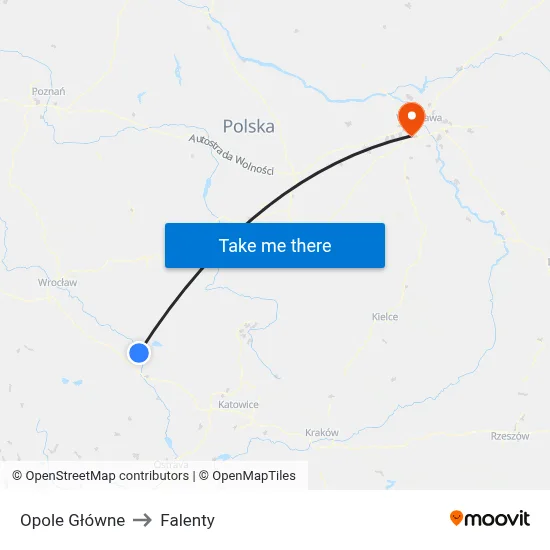 Opole Główne to Falenty map