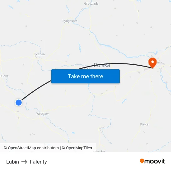Lubin to Falenty map