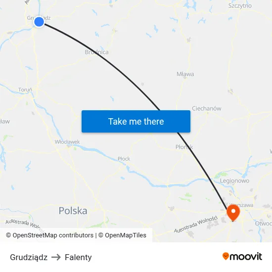 Grudziądz to Falenty map