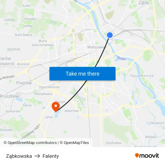 Ząbkowska to Falenty map