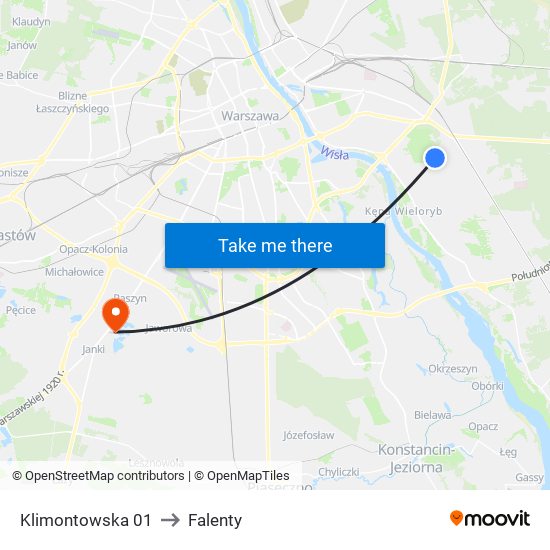 Klimontowska 01 to Falenty map