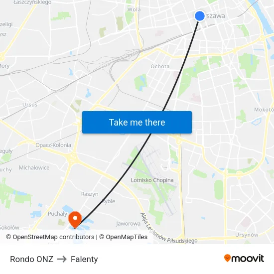 Rondo ONZ to Falenty map