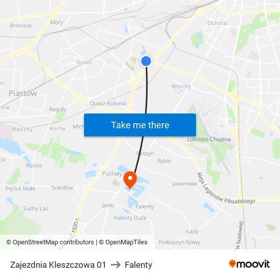 Zajezdnia Kleszczowa 01 to Falenty map