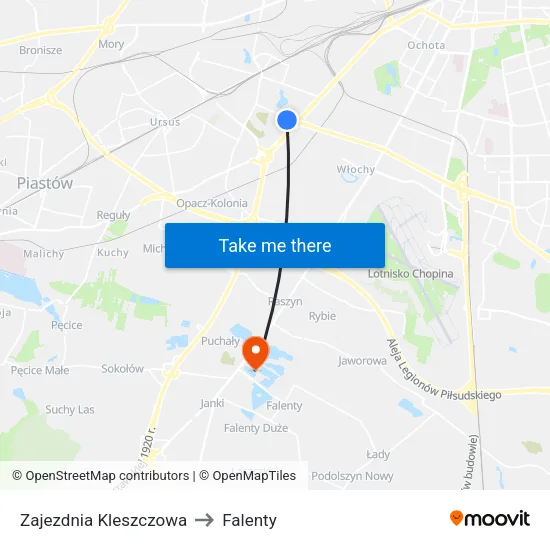 Zajezdnia Kleszczowa to Falenty map