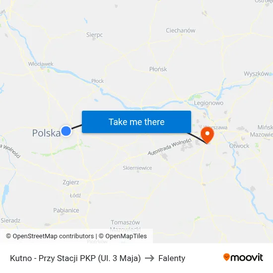 Kutno - Przy Stacji PKP (Ul. 3 Maja) to Falenty map