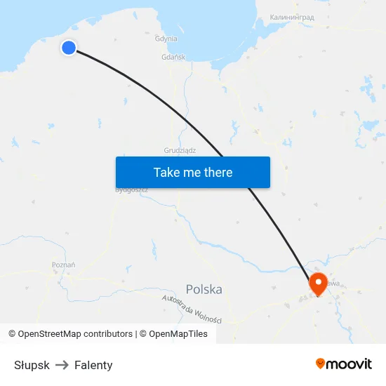 Słupsk to Falenty map