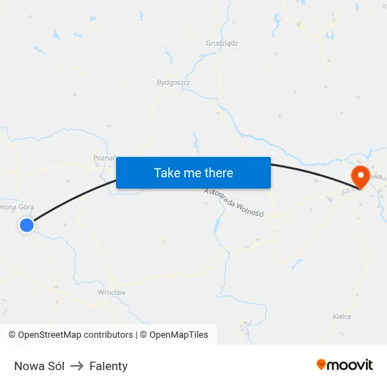 Nowa Sól to Falenty map
