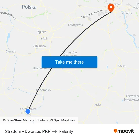 Stradom - Dworzec PKP to Falenty map