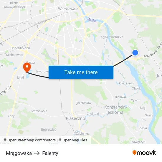 Mrągowska to Falenty map