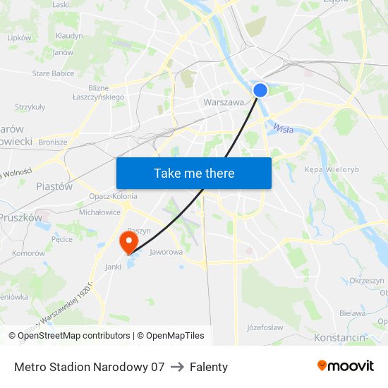 Metro Stadion Narodowy 07 to Falenty map