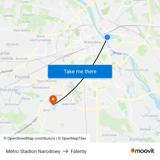 Metro Stadion Narodowy to Falenty map