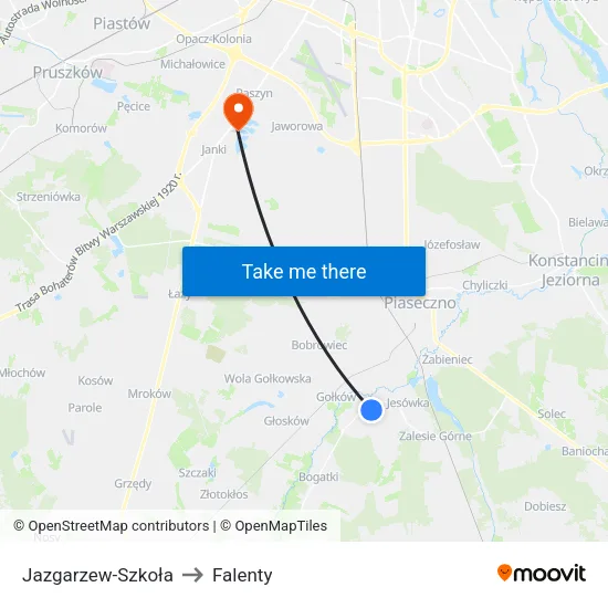 Jazgarzew - Szkoła to Falenty map