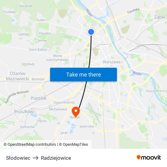 Słodowiec to Radziejowice map