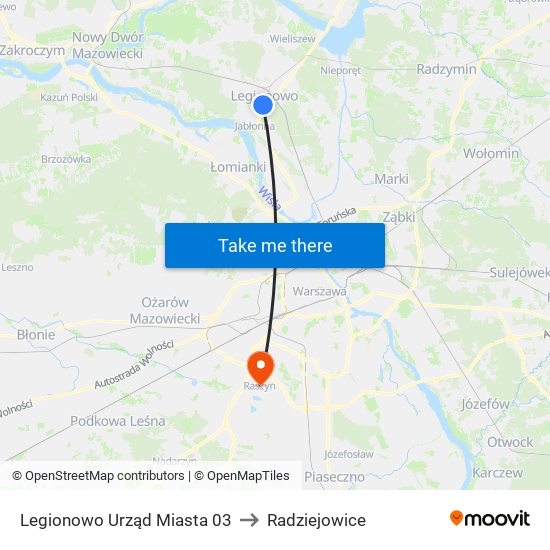 Legionowo Urząd Miasta 03 to Radziejowice map