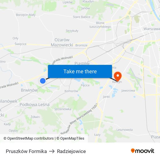 Pruszków Formika to Radziejowice map