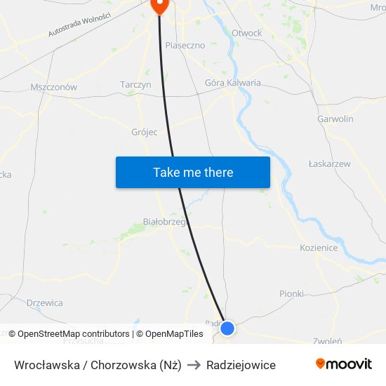 Wrocławska / Chorzowska (Nż) to Radziejowice map