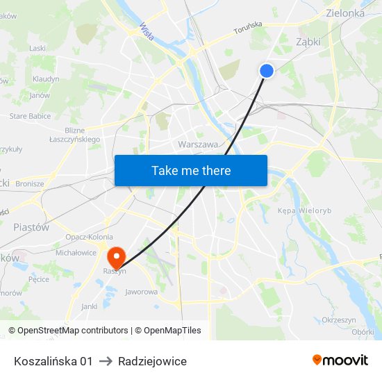 Koszalińska 01 to Radziejowice map