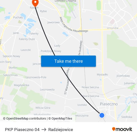 PKP Piaseczno 04 to Radziejowice map