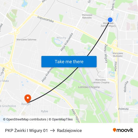 PKP Żwirki I Wigury 01 to Radziejowice map