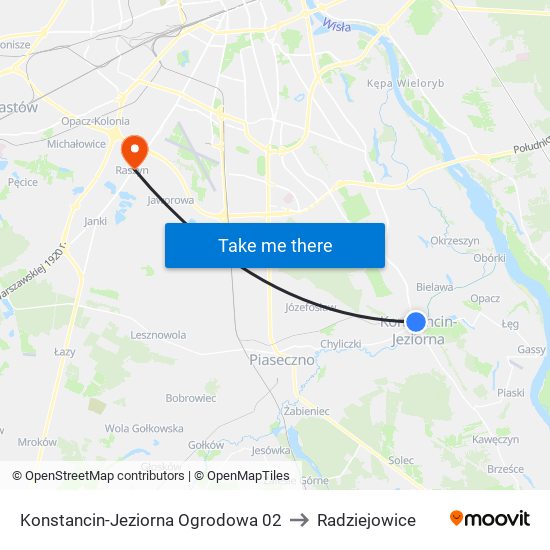 Konstancin-Jeziorna Ogrodowa 02 to Radziejowice map