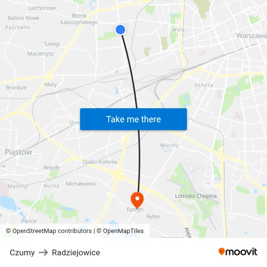 Czumy to Radziejowice map