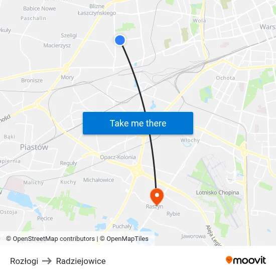 Rozłogi to Radziejowice map
