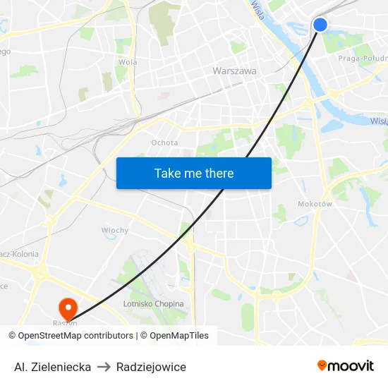 Al. Zieleniecka to Radziejowice map