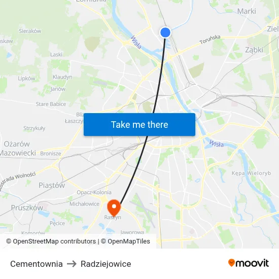 Cementownia to Radziejowice map