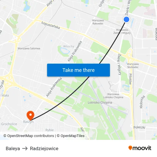 Baleya to Radziejowice map
