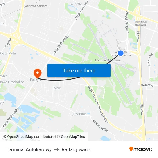 Terminal Autokarowy to Radziejowice map