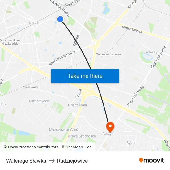 Walerego Sławka to Radziejowice map