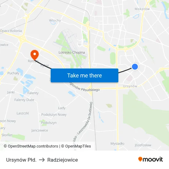 Ursynów Płd. to Radziejowice map