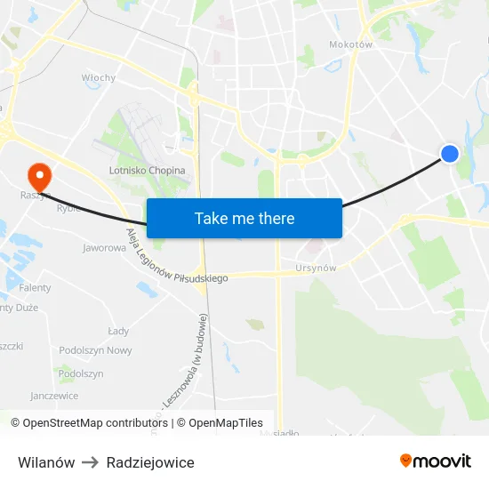 Wilanów to Radziejowice map