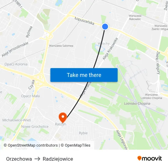 Orzechowa to Radziejowice map